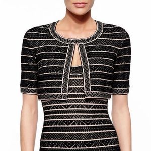 Herve Leger Lisette Chevron Bandage Crop Jacket
